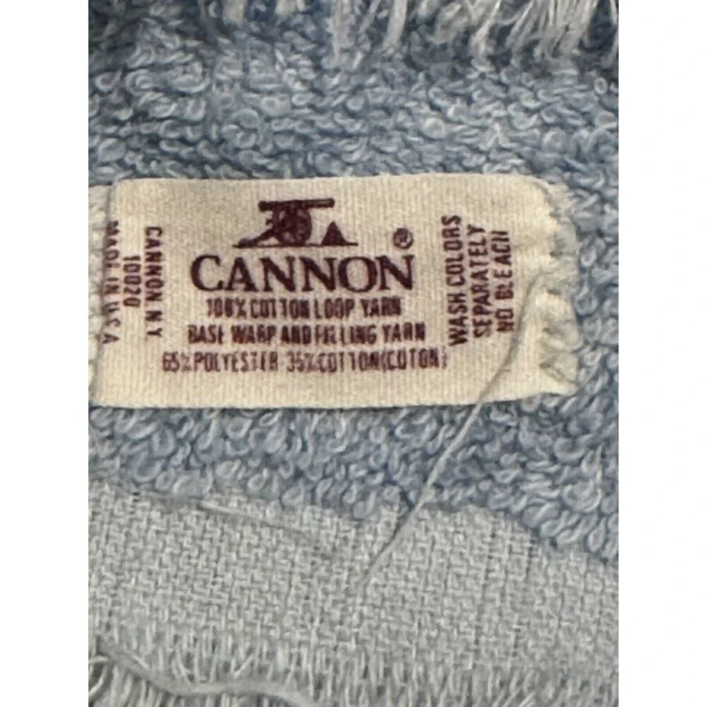 Canon Towels 1980's Blue Embroidered Flowers 2 Bath 1 Hand 21 x 40
